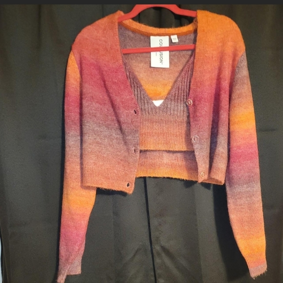 NEW without tags Collusion Bralette and cardigan Knit set - Picture 2 of 6